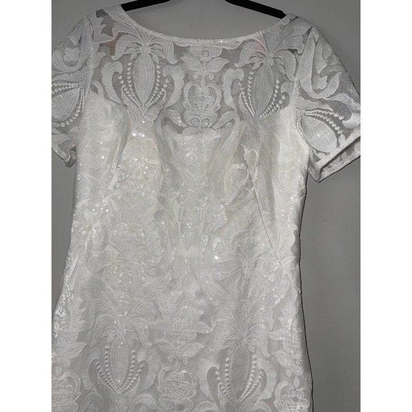 SUE WONG White Embroidered Lace Sequin Embellished Formal Wedding Dress size 12 - Picture 5 of 11
